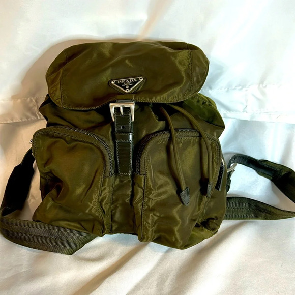 PRADA Back Pack. Olive. Vinyl NWOT. - Picture 1 of 11